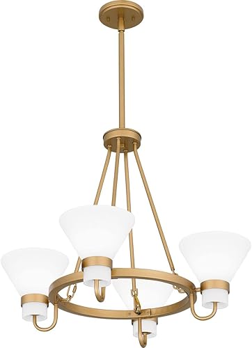 Miniatura 3 de Quoizel MGD5025NWS - Candelabro de caléndula, 4 luces, 400 vatios totales, latón desgastado pintado Nouveau
