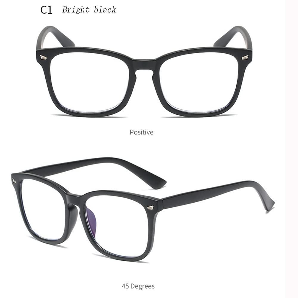 FREAZE Retro Lesehilfe Brillen Anti Blaulicht Lesebrille Anti Rays Computer Brille Für Damen Herren Fashion Brille Lesehilfe Ultraleicht 1.0X,1.5X 2 Stück (Color : Bright Black, Size : +1.5)