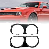 PMFCA 2pcs Headlight Bezels Fit For 2015-2022 Dodge Challenger Front Passenger Side and Driver Side