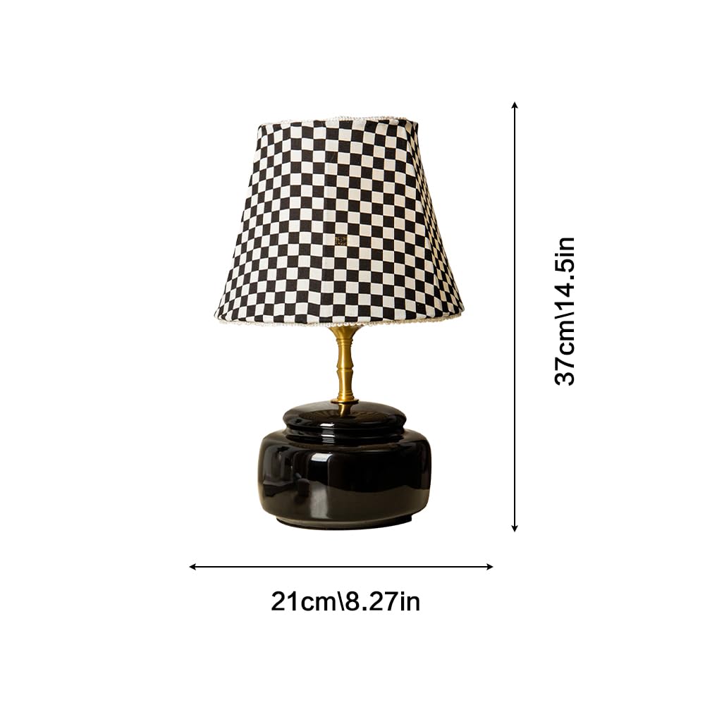 Lampka nocna Czarna ceramiczna lampa stołowa Mała, tkanina Nocna szafka nocna Lampka na biurko Lampka nocna do sypialni Salon Biuro Hotel Restauracja Wystrój Oprawy oświetleniowe