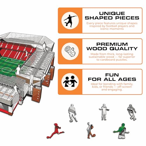 Iconic Puzzles - Liverpool FC Anfield Stadium, 100% eco-sustainable wooden puzzle with official license, size S, 150 pieces, jigsaw for children and adults - Image 4