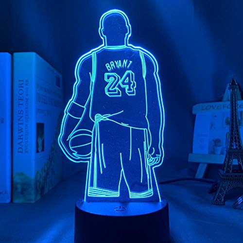 Jugador de baloncesto No. 24 LED Luz nocturna RGB Colorido 3D Ilusión Lámpara Sala de oficina Decoración Regalo de cumpleaños conmemorativo-7 colores sin remoto_01 Cover