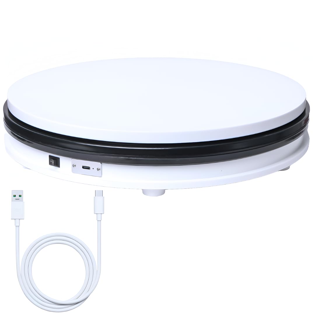 Powerpak NA-350 35cm 3 Step Speed Electric Motorized Turntable Mini Rotating Mirror Display Stand for Jewelry | Payload 40kg, Type-C