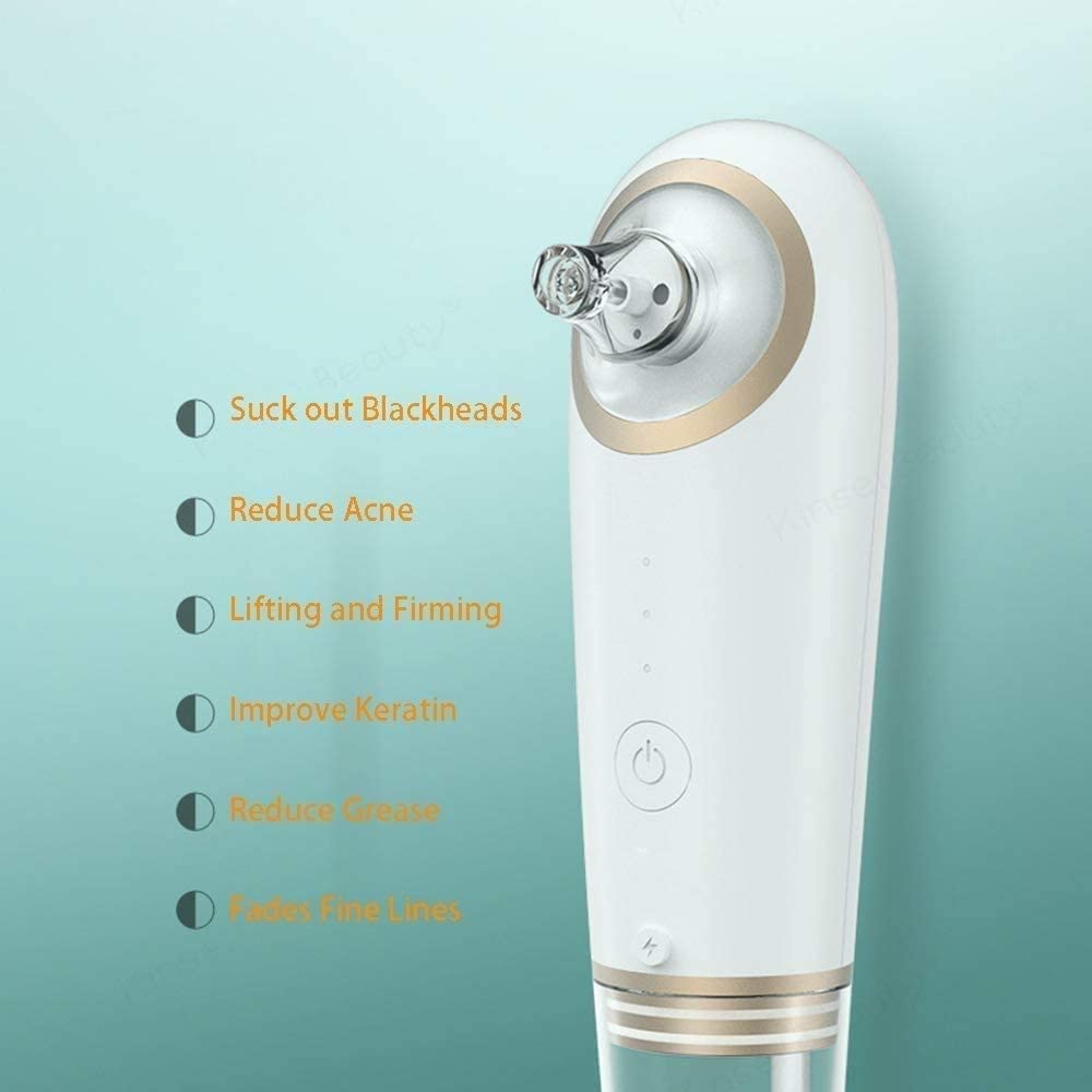 ESHINEDE Aspirateur de Points Noirs, 3 puissances d'aspiration et 4 sondes, Outil d'extraction de Points Noirs Rechargeable par USB for Femmes et Hommes