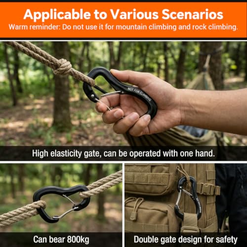 Image of Proberos Carabiner Clip Hook Heavy 8KN Aluminum Double Door Lightweight Clip for Hammock Camping Hiking Backpacking Keychain and Outdoor Use-1Pcs