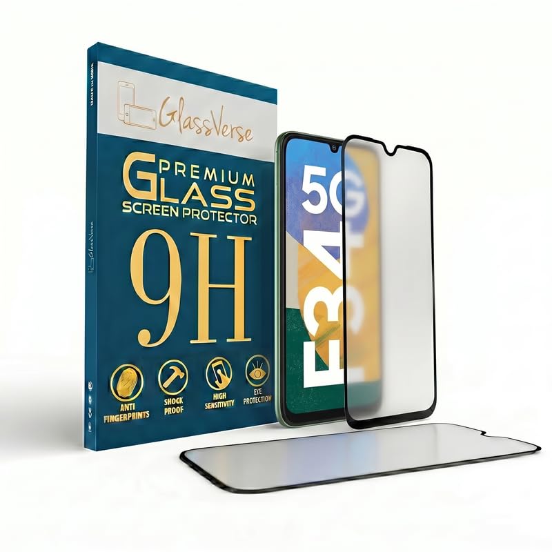 Image of GlassVerse Matte Tempered Glass for Samsung Galaxy F34 5G | Anti Glare, Smooth Touch Screen Protector, 9H Hardness, Edge to Edge, Case Friendly, Hassle-less Installation Kit Included. (Pack of 2)