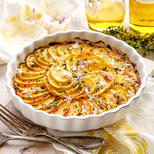 Delling Set Of 2 Tart Pans, 9.5 Inch Quiche Pan, Ceramic Fluted Quiche Baking Dish/Pie Pan, Perfect For Baking Tart Pies And Chicken Pot Pie, Cheesecake, Creme Brulee, Round, White #TOP5