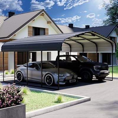 Royal Windsor Metal Carport 20×20 Heavy Duty, Carport Kit with Galvanized Steel Roof Building and Frame, Outdoor Storage Car Port Metal Canopy Multi-Use Garage Shed for Car,Boats and Truck