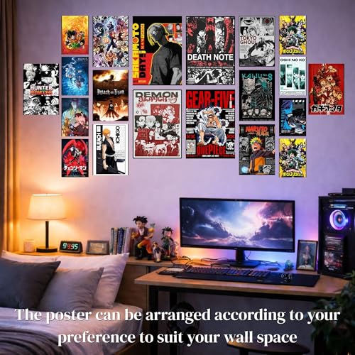 Image of Yellow Town India Ultimate Shonen Saga Wall Set - Anime Poster Kit (21 Multi-Sized Posters A4, A5, A6) | 300 GSM Prints | Wall Collage with Free Adhesive | Anime Room Decor for Men, Boys & Otaku Fans