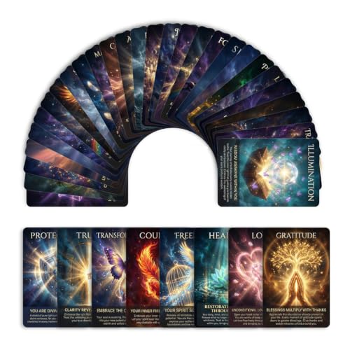 Image of PATPAT 36Pcs Higher Oracle Deck Cosmic Oracle Cards Desk with Messages