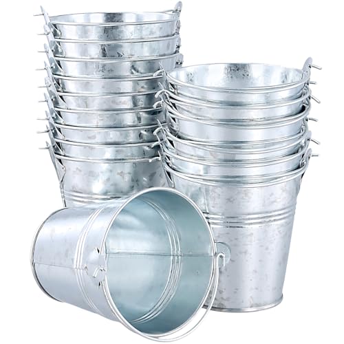 TAICHEUT Lot de 16 mini seaux en métal galvanisé avec poignées, 10 x 8 x 7 cm, pour plantes, collations, décoration