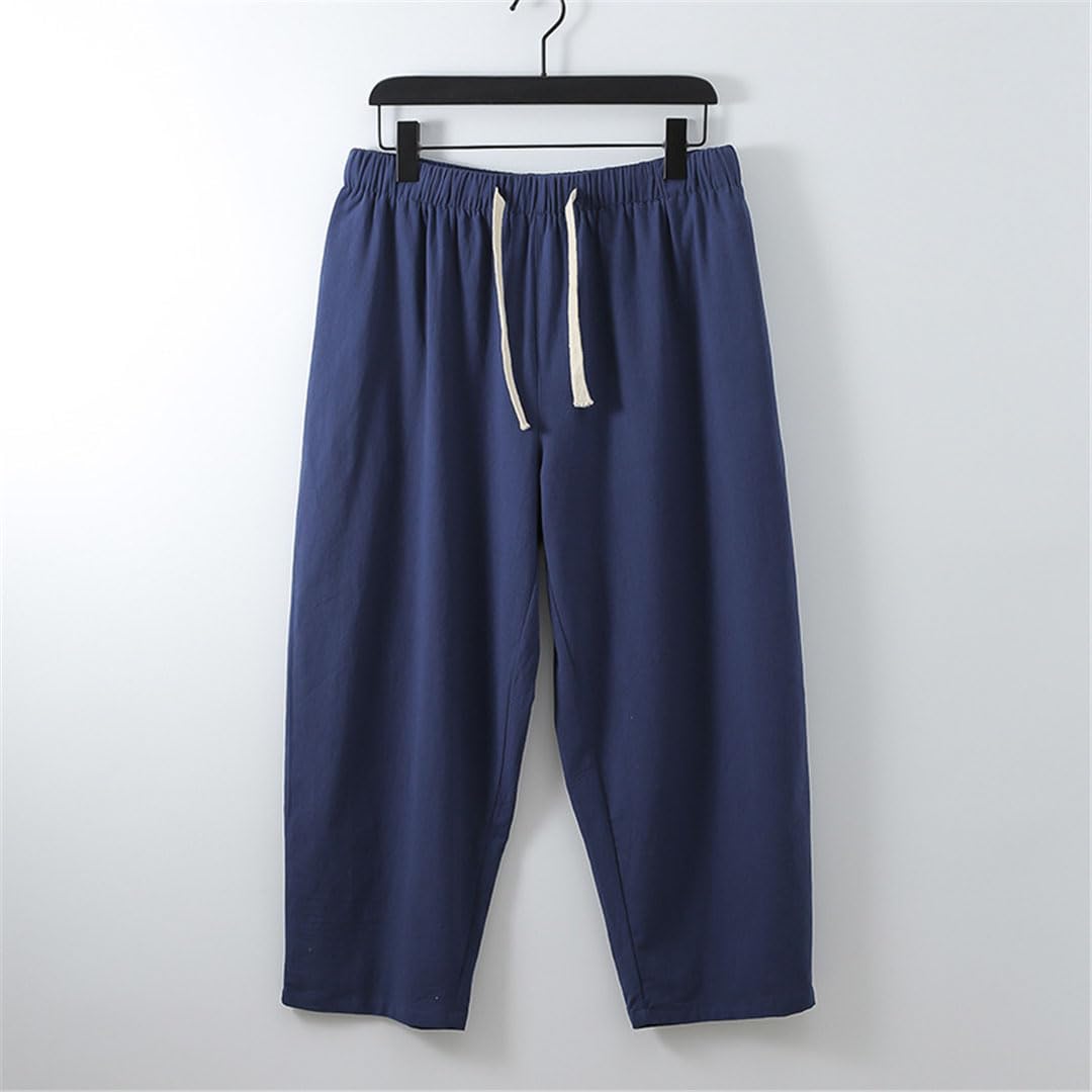 Pantalones De Talla Grande Pantalones De Lino De Verano Pantalones Casuales De Lino hasta El Tobillo para Hombres