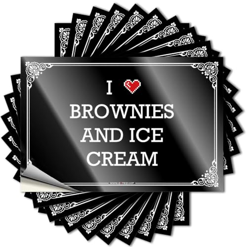 Calcomanía autoadhesiva con texto en inglés 'I Love Brownies and Ice Cream Hard Unique - Decoración para habitación de adolescentes (8 x 12 cm)
