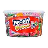 Haribo Maoam Stripes I Pack of 100 Fruit and Cola flavored Chewy Candy Strips | Tub 700g 24 ounce