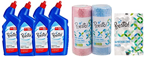 Image of Amazon Brand - Presto! Disinfectant Toilet Cleaner & Amazon Brand - Presto! Non-woven Kitchen Towel Roll - 80 Pulls (Pack of 2) & ZEBRONICS Zeb-Fame 5watts 2.0 Multi Media Speakers (Black)