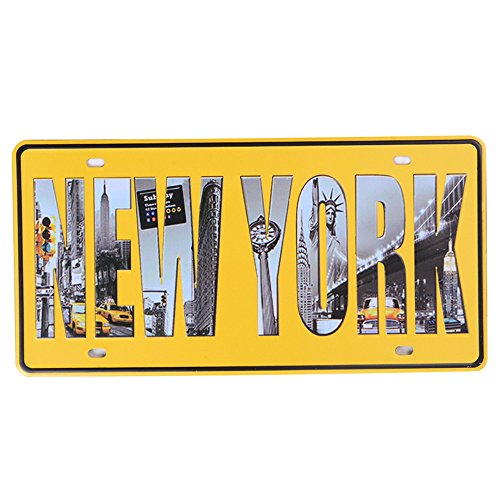 Eureya - Plaque d'immatriculation de voiture - Décoration murale vintage pour maison, café, bar, pub, restaurant, exposition - 15,2 x 30,5 cm, Métal, new york, 6"x12"