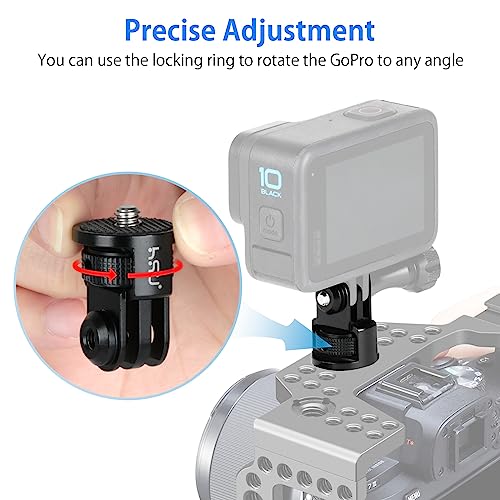 Image of HSU Aluminum Tripod Mount Adapter, 1 /4 inch 20 Mount for GoPro Hero 13 /12 /11 /10 /9 /8 /7, X4 /X3 /X2 /X /RS /R and Other Cameras (Black)