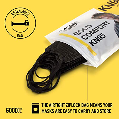 Good Mask Co. Good Comfort Kn95 Face Mask, Disposable Kn95 Face Mask, Folding, Filter Efficiency 95%, Comfortable Face Masks, Bulk Face Masks (10 Pack Of Masks, Black) #TOP6