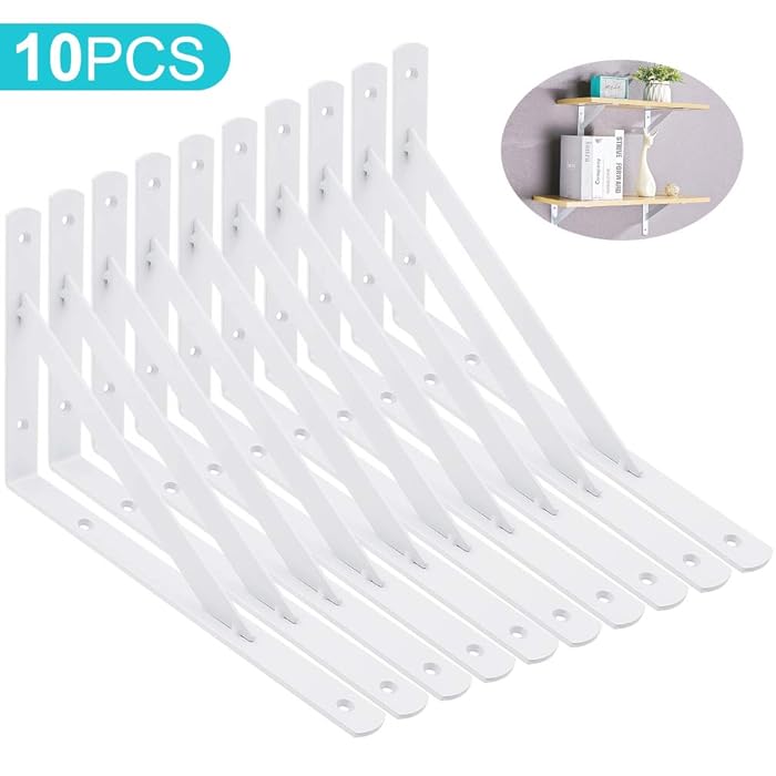 Buy TLBTEK 10 PCS 12x8 inch White L Shelf Brackets,Floating Wall Angle