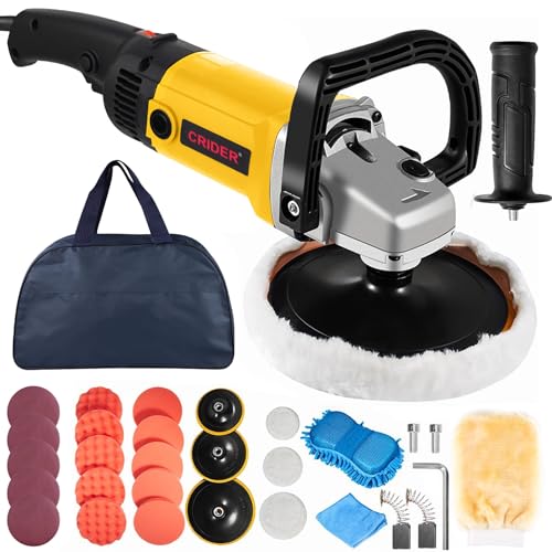 Pulidoras, Tools Juego de Pulidora Coche 34 Piezas, 1400W Máquina Pulidora de Automóviles, con Mango Extraíble, Pulidora Orbital de Velocidad Ajustable, para Pulir,...