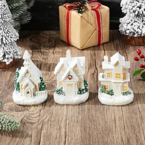 Casitas de Navidad de resina con luces para llenar de ilusión su hogar 7
