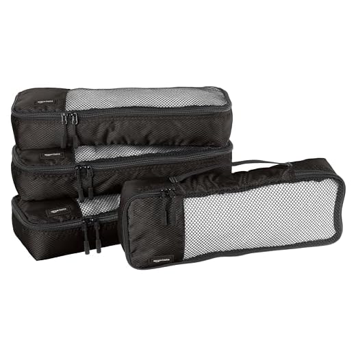 AmazonBasics - Set da 4 cubi organizzatori, misura sottile, Nero