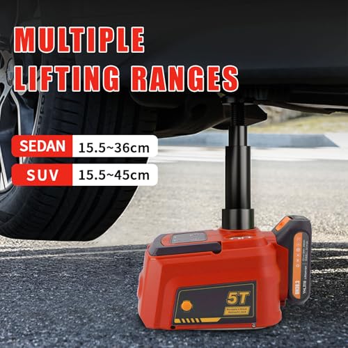 Image of E-HEELP Electric Car Jack 5 Ton Cordless, 12V Battery Hydraulic Floor Jack with Remote Control, Tire Change Kit with Impact Wrench & LED Light, Portable Auto Lifting Tool for Roadside Emergency SUV RV