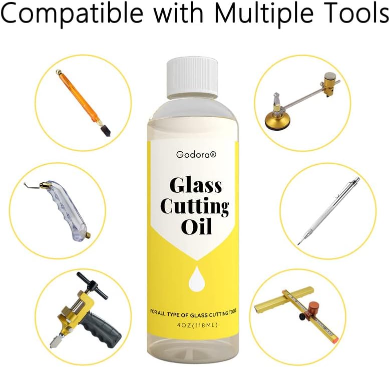 Glass Cutting Oil, Suitable for All Glass Cutting Tools, 4 Ounces Glass Cutter Oil is Used for Cutting Glass, Stained Glass, Glass Bottles, Tiles and Mirrors