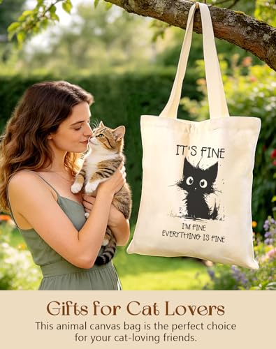 Image of Miss Adola Cute Canvas Tote Bag for Women Girls - Animal Lover Aesthetic Bags with Magnetic Buckle and Zipper Inner Pocket