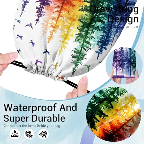 Image of Colorful Trees Gymnastics Drawstring Bag Small Gymnastics Pouch Bag for Gymnasts Dancer Holding