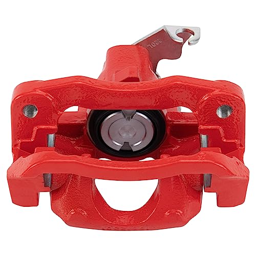 Image of TRQ Rear Left Brake Caliper Red with Mounting Bracket Performance Driver