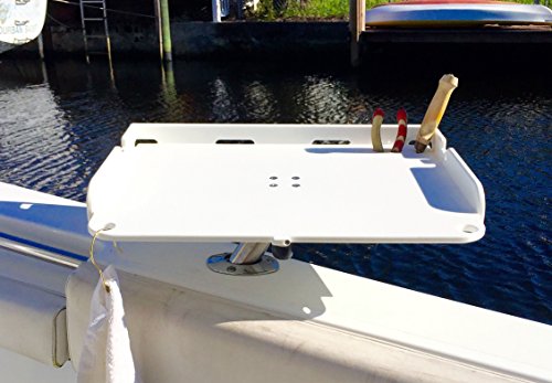 Docktail® Bar Bait Cutting Board Table With Adjustable Fishing Rod - Pole Holder Mount And Boat Bar Table Knife Pliers Holder Accessories - Large Marine Tray Prep Area To Cut Bait - Fillet Fish #TOP3