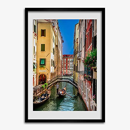Cadre photo 50x70 cm Tulup avec affiche Venise Italie pour tableau mural moderne en bois MDF