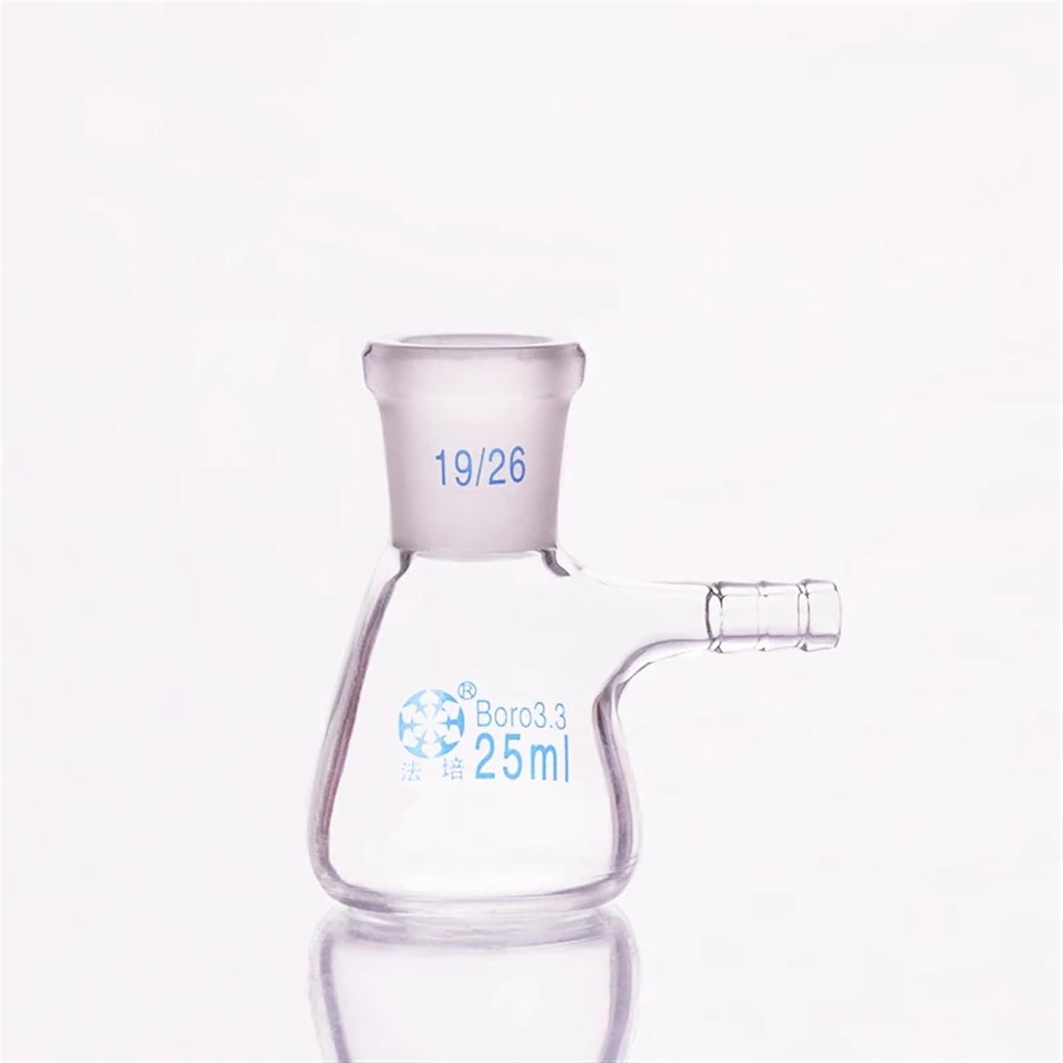 Filtering Flask with Side Tubulature,Capacity 25ml,Ground Mouth 19/26,Triangle with tubules,Filter Erlenmeyer Bottle