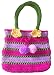 Pom Pom Handbag, Little Girls Boho Purse, Pink & Purple, Soft Handmade Crochet, Drawstring Closure, Flowers Front & Back, 6, 5, 4 Year Old Girl Gifts, So Beautiful & Unique ... Just Like Her!