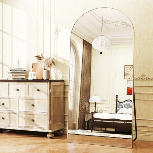 Modern Arched Full-Length Mirror, 30"x71" Arched Floor Mirror with Stand, Wall-Mounted Mirror for Bathroom, Dressing Room - Hanging or Leaning - Full Body Mirrors for Bedroom,Sliver