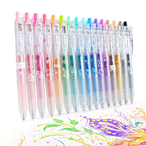 Glitter Gel Pens, 16 Pack Colored Glitter Pens, 0.7mm Retractable Colorful Sparkle Gel Markers, Sparkly & Pastle Colors, Tween Teen Girl Gifts Trendy Stuff for Journaling Coloring Art Supplies
