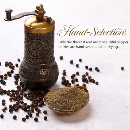 Image of The Spice Lab Black Tellicherry Peppercorns for Grinder, 18 oz Tub | Steam Sterilized Kosher Non-GMO All Natural Black Pepper - Packed in the USA - Resealable Bag for Pepper Mill Refill