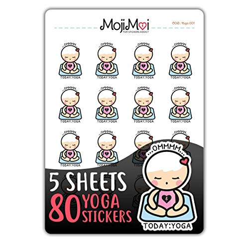 Yoga-Theme Stickers for Life Planner, Erin Condren Planner Stickers - Happy Planner, Cute Stickers, kawaii Stickers, Eclp Stickers, Kikki Stickers, MojiMoi