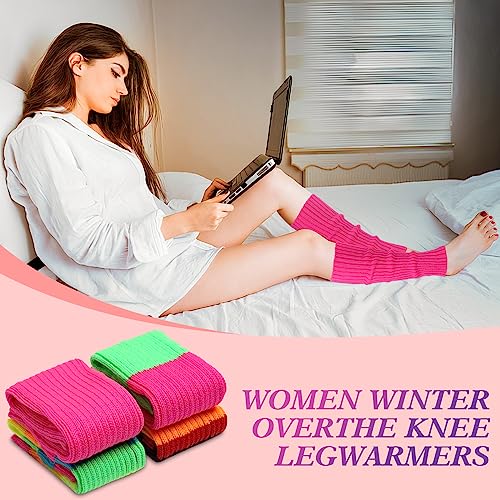 Buauty 80S 90S Leg Warmers For Women, Neon Knit Ribbed Leg Socks Stylish Accessories For Inspired Outfits Yoga Sports Party thumb #3