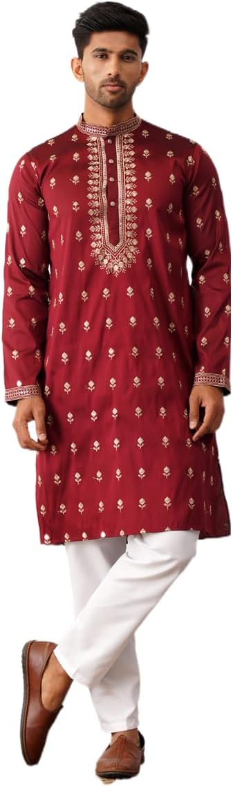 Mens Chikankari Embroidered Kurta with Pyjama.
