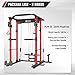 Major Fitness Power Cage, PLM03 All-in-One 1400lbs Multi-Function Power Rack with Adjustable Cable Crossover System and Exercise Machine Attachment(Red)