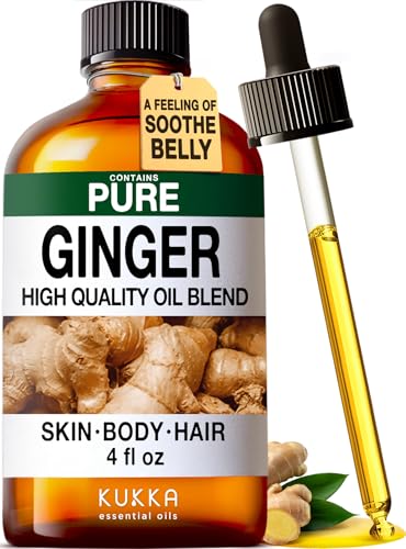 KUKKA Ginger Essential Oils - 4 Fl Oz - for Hair, Skin, Diffuser, Aromatherapy & DIY Soap Making Scent