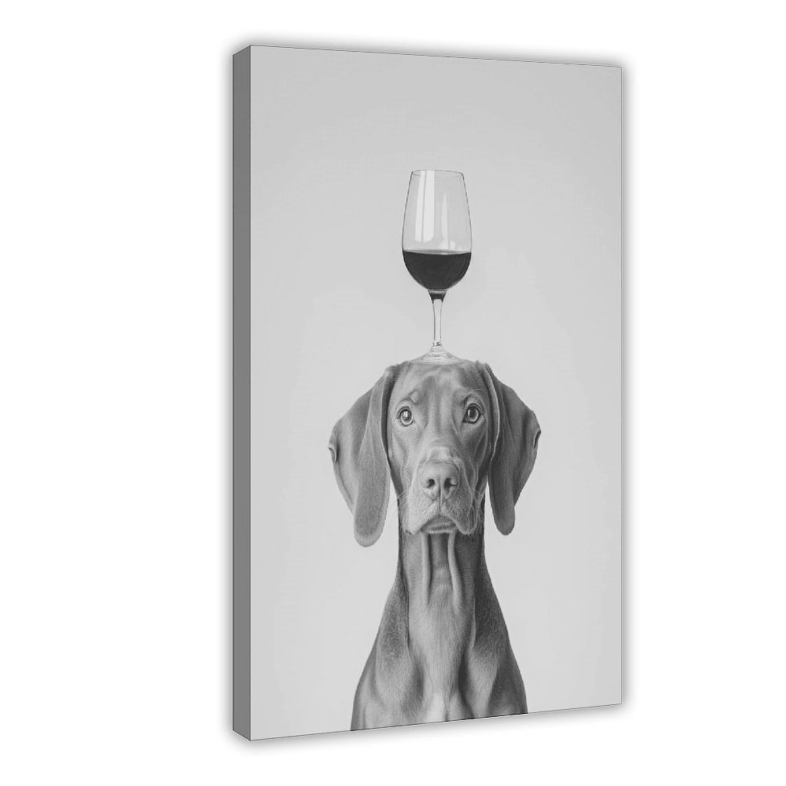 Wjwart Vizsla Balancing Wine On Head Canvas Poster Bedroom Decor Landscape Decor Gift 08X12inch(20X30cm)