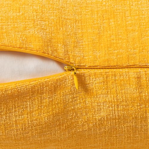 Image of MIULEE Pack of 2 Couch Throw Pillow Covers 18x18 Inch Soft Goose Yellow Chenille Pillow Covers for Sofa Living Room Spring Home Decor Couch Solid Dyed Cases