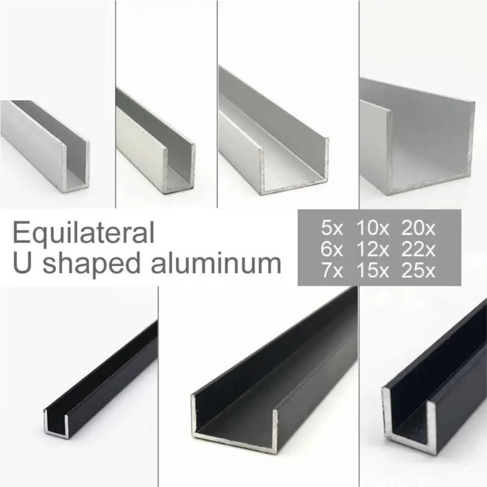 Profilé en aluminium standard, Bande de profilé en U aluminium noir argent 500 mm x 2 plusieurs tailles(Black,500 * 2 * 80 * 60 * 75M)