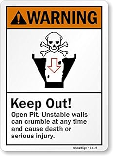 SmartSign “Warning - Keep Out, Open Pit, Unstable Walls†Sign | 10