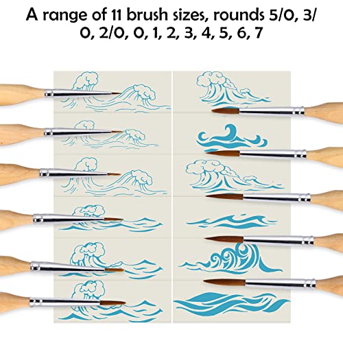 Sintong Miniature Paint Brushes,11 Pcs Fine Detail Paint Brush Set,Lightweight Wood Handle Paint Brushes For Acrylic Painting,Watercolor,Oil,Model #TOP2