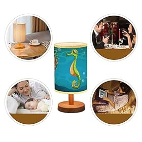 Minimalist Bedside Table Lamp of Seahorse Swimming Underwater Wood Nightstand Lamp Bedside Desk Lamp Wood Base Flaxen… 51F43e75tJL. SS280