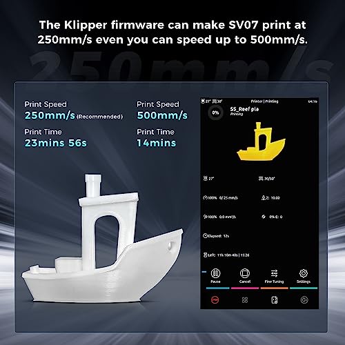 Sovol SV07 3D Printer with Klipper 5 inch Touch Screen, Max Print Speed 500mm/s, 300℃ High Temp All Metal Hotend Planetary Direct Drive Auto Leveling Meanwell Power Supply Print Size 8.66x8.66x9.84in